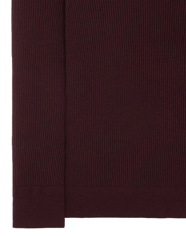 Polo Neck Knit in Full-Rib Wool