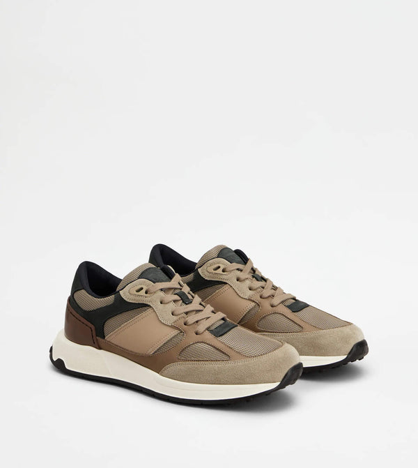 Sneakers in Leather and Fabric