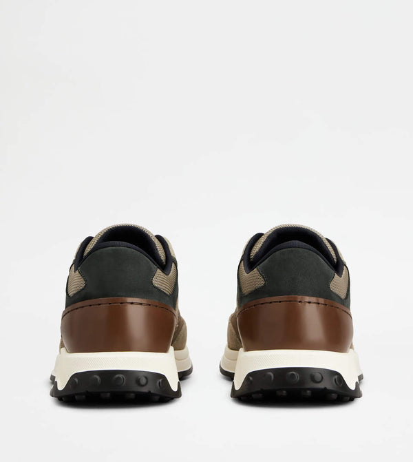 Sneakers in Leather and Fabric