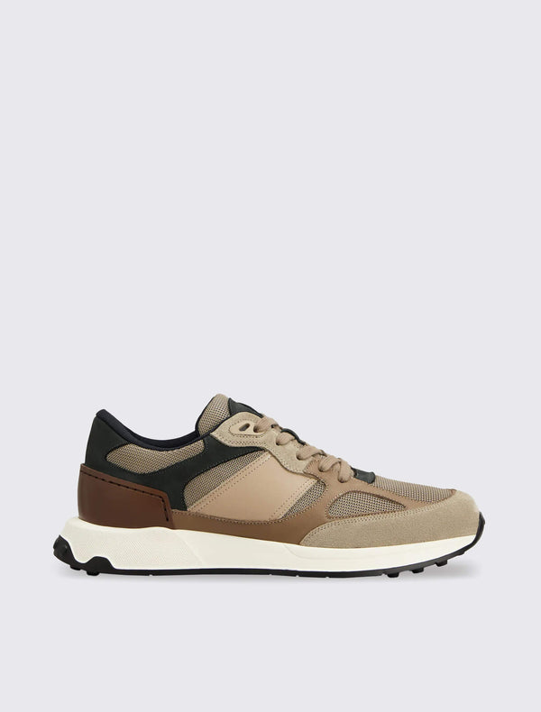 Sneakers in Leather and Fabric