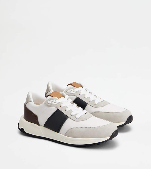 Sneakers in Leather Technical Fabric