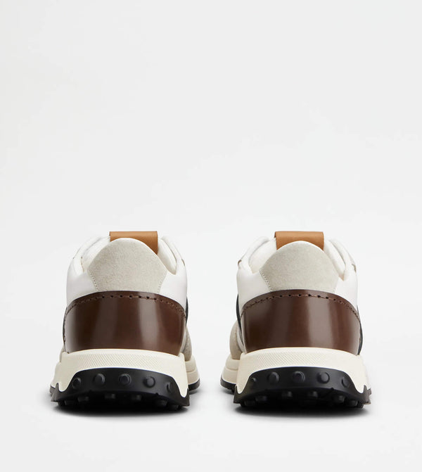 Sneakers in Leather Technical Fabric