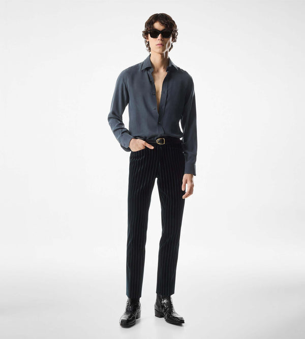 Washed Silk Twill Slim Fit Shirt